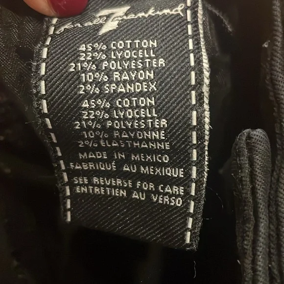 7 For All Man Kind Black Denim Jeans high waist ankle skinny - Picture 8 of 9